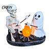 Resin Table Lamp Skeleton And Ghost Bonfire Night Lamp, Halloween Campfire Flickering Gothic Room Decor Cute Spooky Roasting Marshmallow Decoration