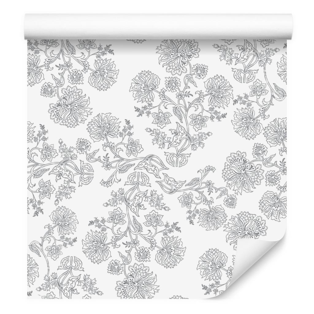 Wallpaper Flowers Light Gray and White, Light Gray Background 50x1000