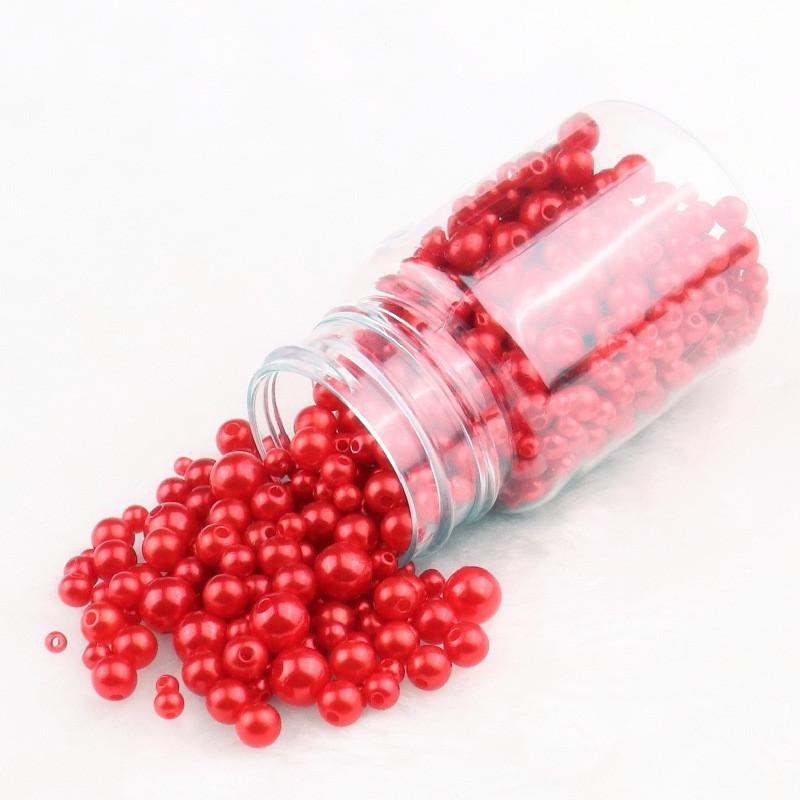 3-10Mm Solid Color Abs Round Perforated Imitation Pearl Handmade Diy Jewelry Beaded Bracelet Earrings Accessories Perforated Beads
