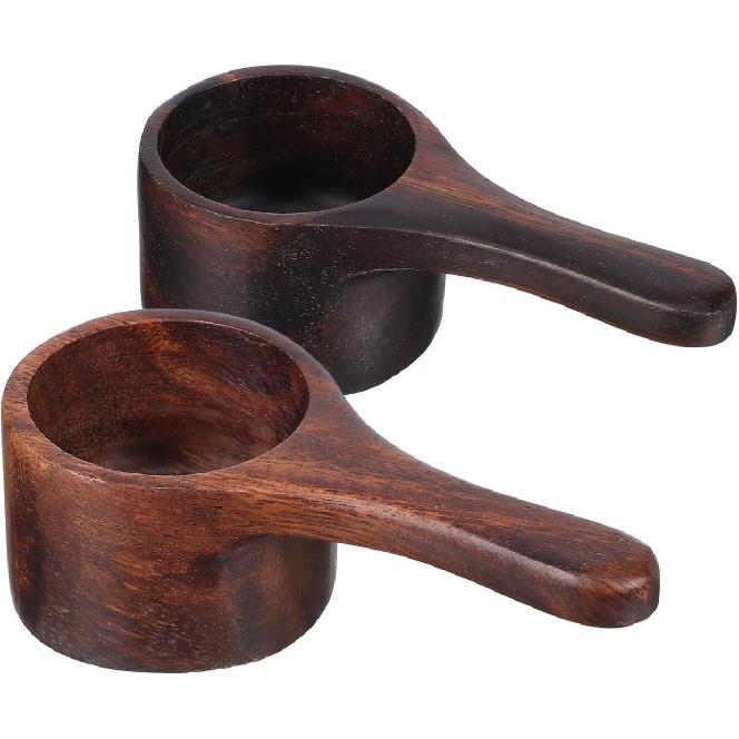 Yardwe 2pcs Wooden Coffee Scoop, Mini Measuring Spoon for Coffee Beans, Milk Powder, Kitchen Serving Ladle, 3.93x1.96x1.57 Inch