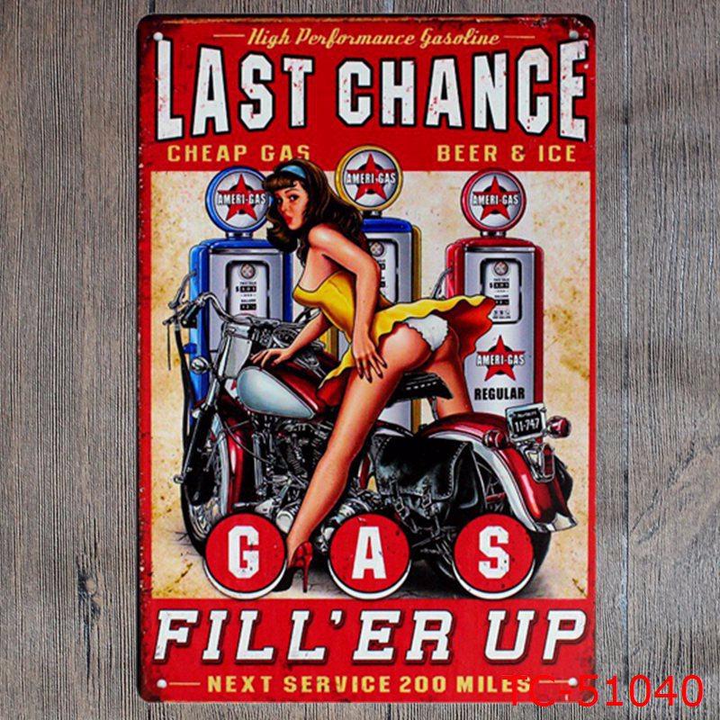 Tilpasset Retro Pin-up Jente Bilverksted Blikkskilt