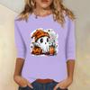 Women's Fashion Casual Three-quarter Sleeve Halloween Printed Round Neck Top