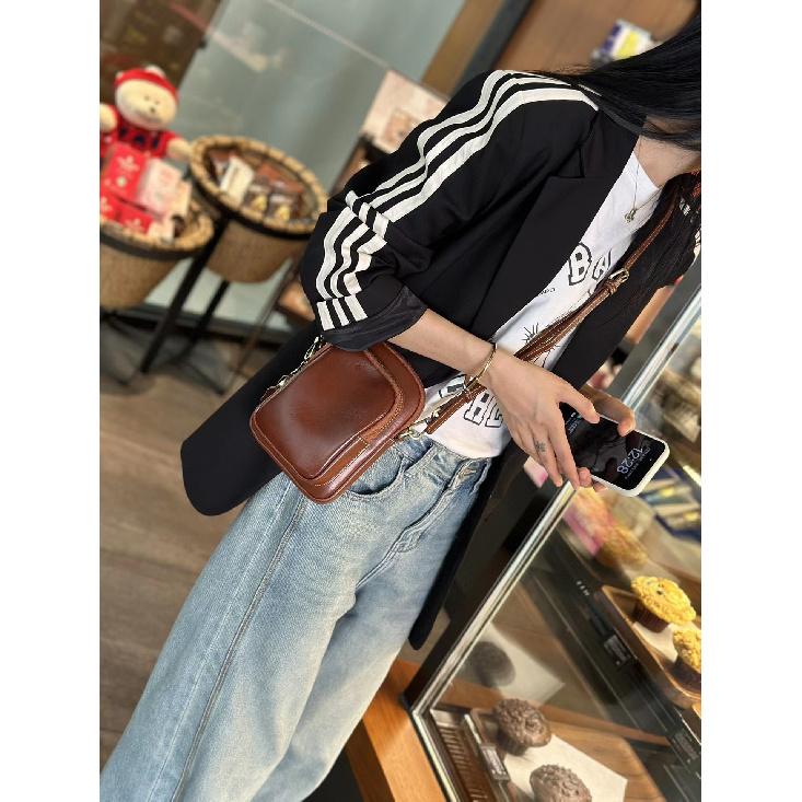 Genuine leather vertical mobile phone bag for women, new soft leather crossbody bag, versatile shoulder bag, mini women s handbag