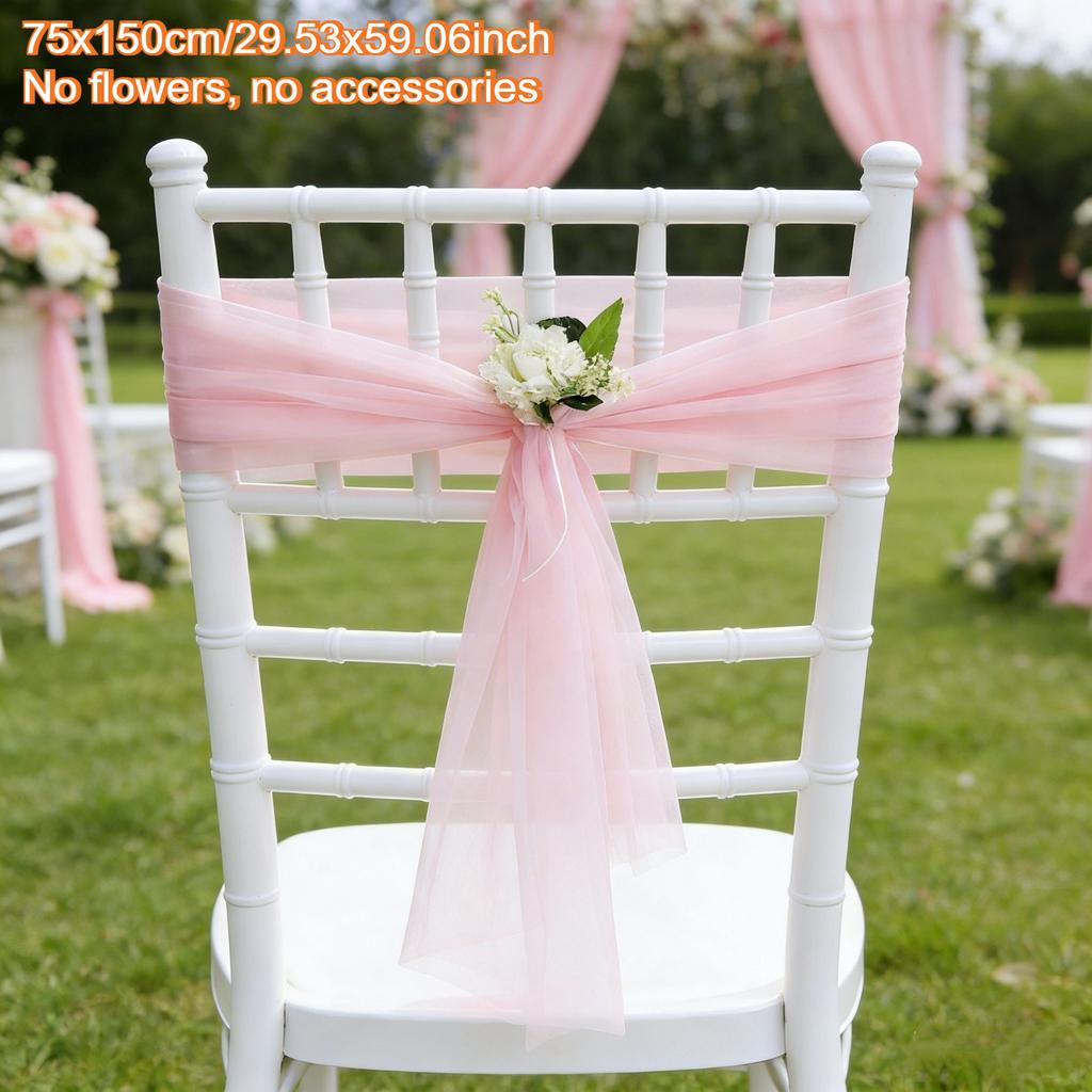 Romantic Sheer Chiffon Chair Sashes Wedding Arch Veil Gauze Table Runner for Birthday Baby Shower Party Banquet Arche Home Decor
