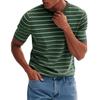 Men's Fashionable Casual Stripe Print Round Neck Short Sleeve T-Shirt Top