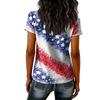 Women V Neck Short Sleeve Pullover T Shirt with Printed Star Pattern Casual Loose Fit Top for Everyday Wear