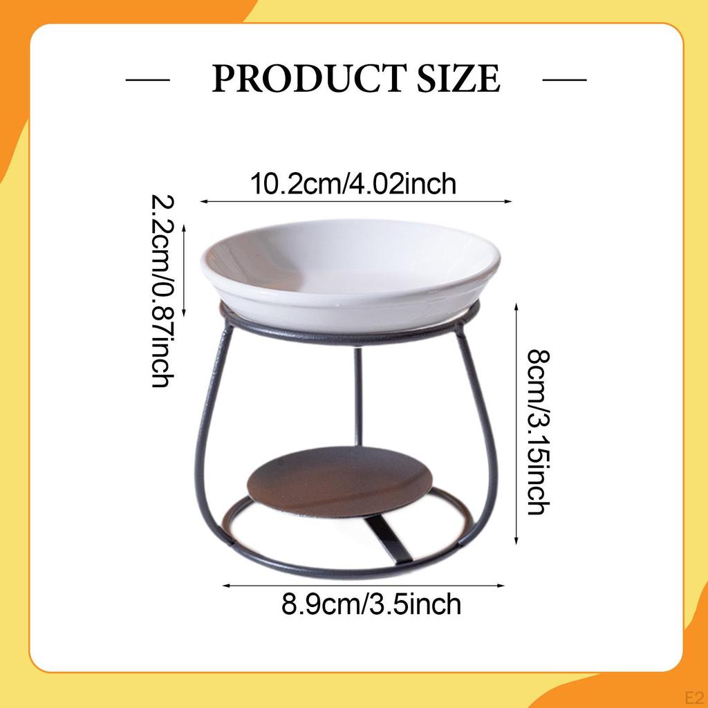 Ceramic Oil Melt Burner Censer Modern Portable Decorative Iron Frame for Living Room Bedroom