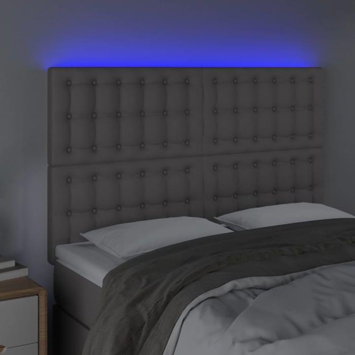 Exclusive House - LED Headboard Grey 144x5x118/128 Cm Faux Leather