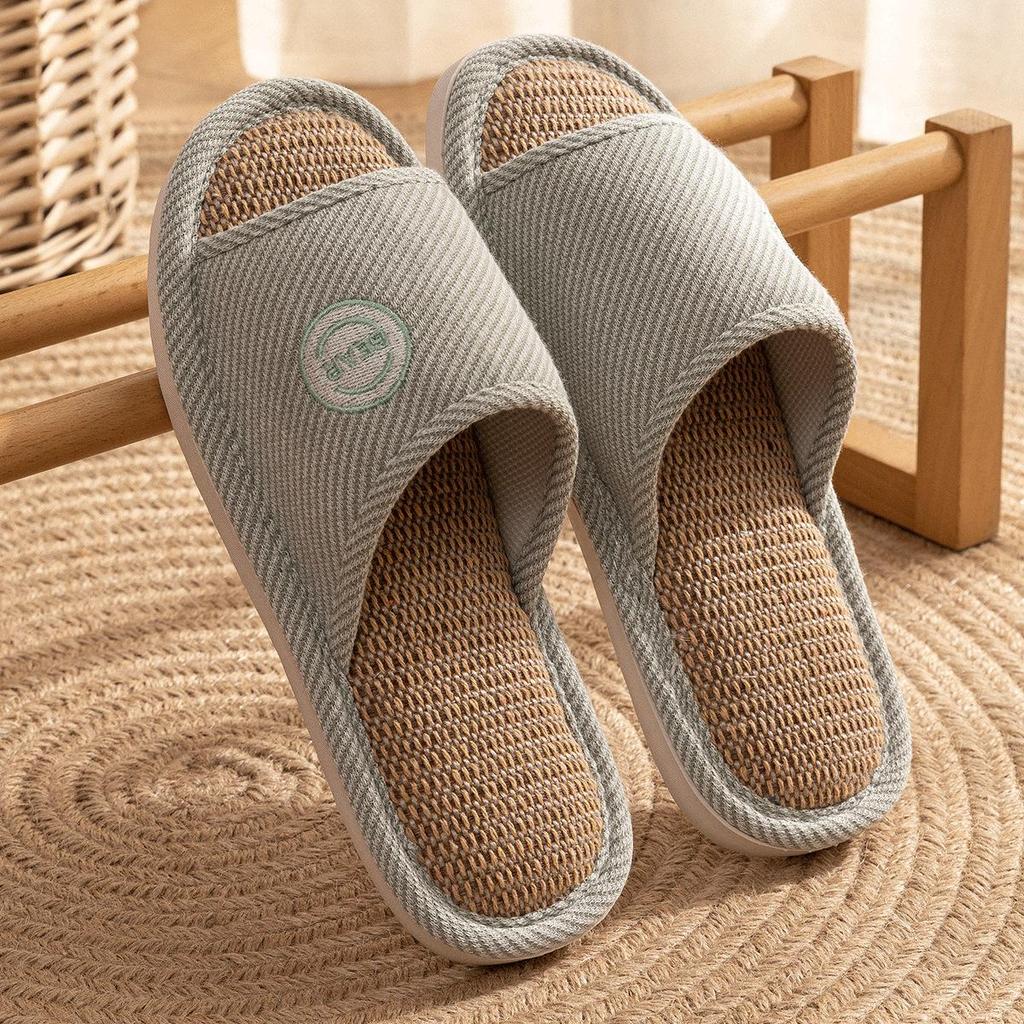 Jie Liya Unisex Linen Slippers - Sweat-Absorbent, Silent, All-Season Indoor Use