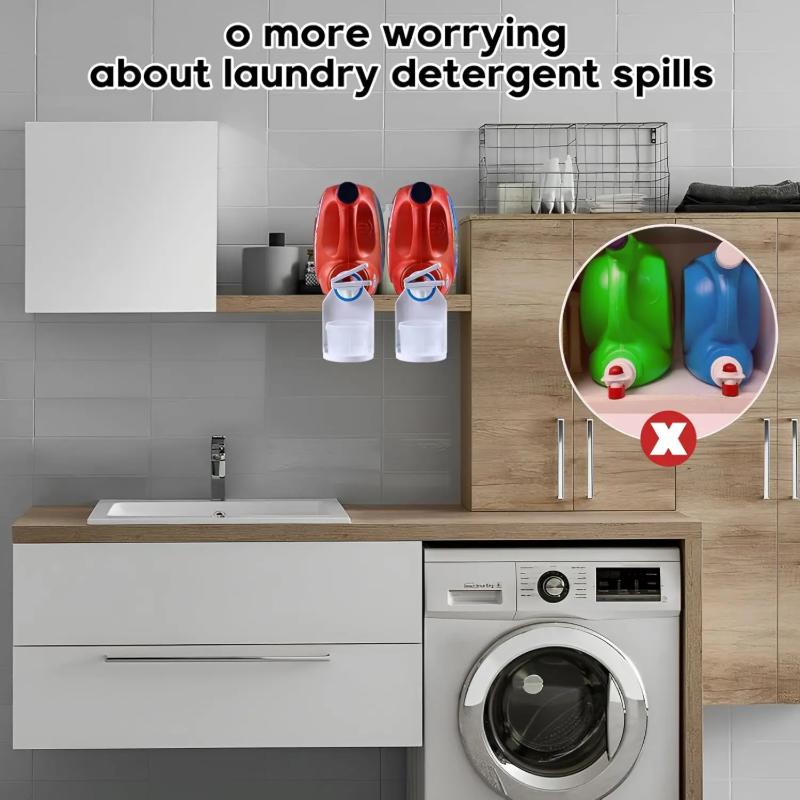 A Set of Laundry Detergent Dispenser Cup Holder, Upgraded Nozzle Button and Organization of the Laundry Cup Holder and Drip Tray