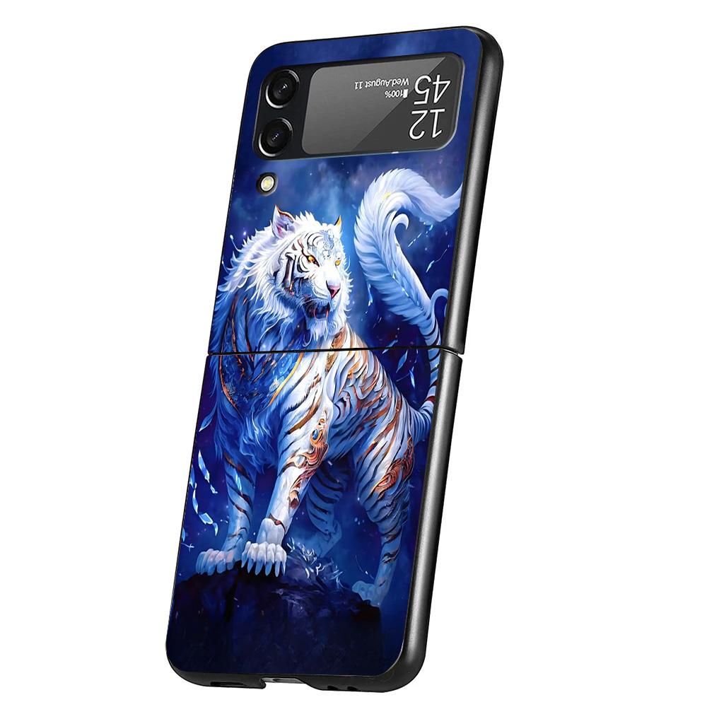 Ferocious Tiger Animal Case Phone Cover for Samsung Galaxy Z Flip 6 5 4 3 5G ZFlip6 ZFlip5 ZFlip4 ZFlip3 Black Hard Trend Fundas