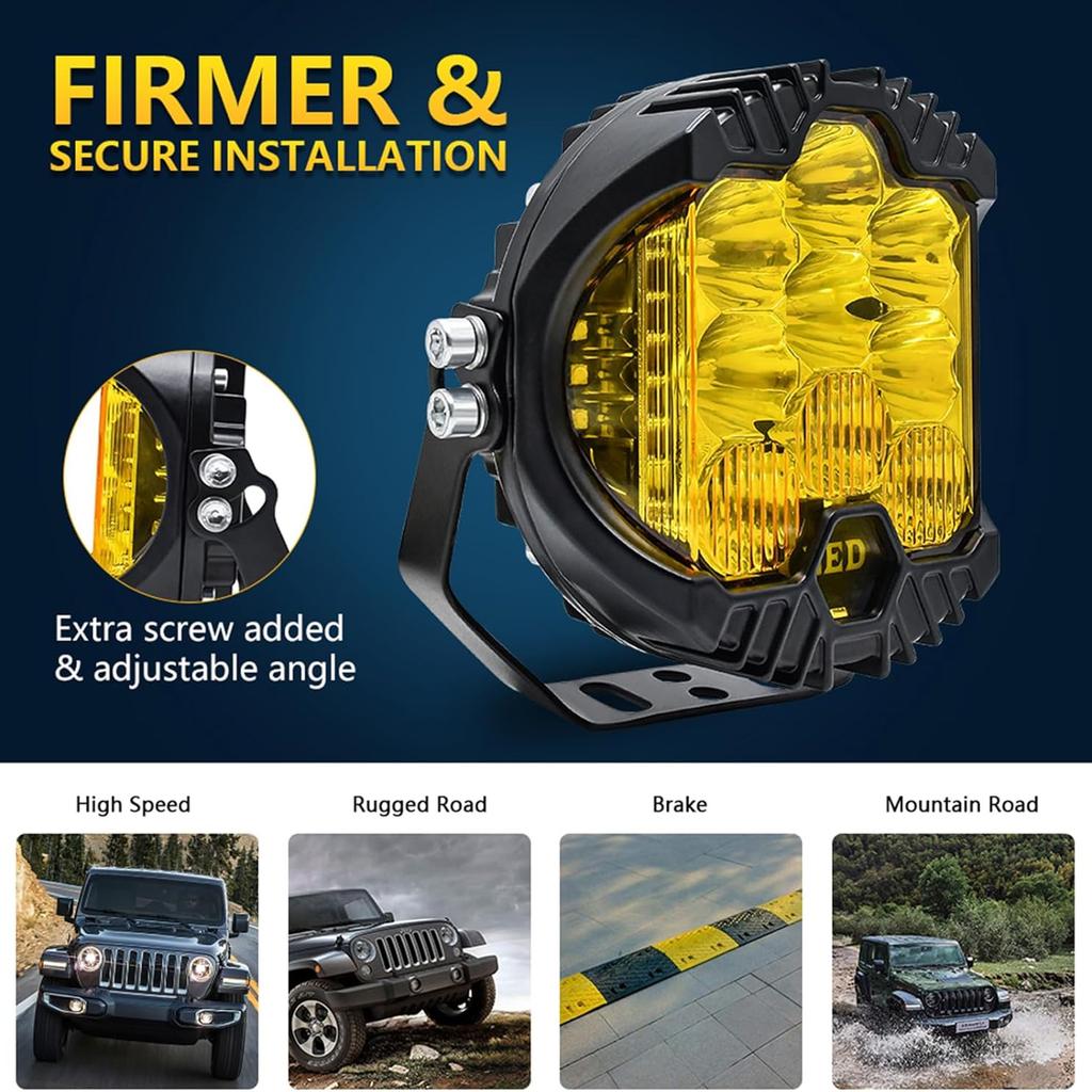 5 Inch Round Spotlight Car Front Bumper Lamp IP67 Waterproof Aluminum Shell LED Floodlight