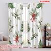 2pcs,2D Plane Printing Popular Curtain Panels Christmas Tree Holly Berries Bows Versatile Polyester Fabric (without Rod) All