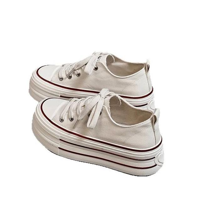 Thick-soled Heightening Breathable Canvas Shoes Women's Summer 2025 New Casual Versatile Thick-soled Heightening Sports Board Shoes