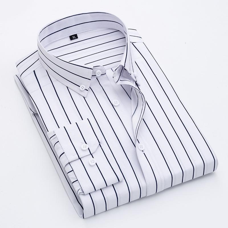 Fashion Striped Printed Long Sleeved Shirt Thin Design Summer Youth Slim Fit Shirt Sun Protection Clothes Trendy Men