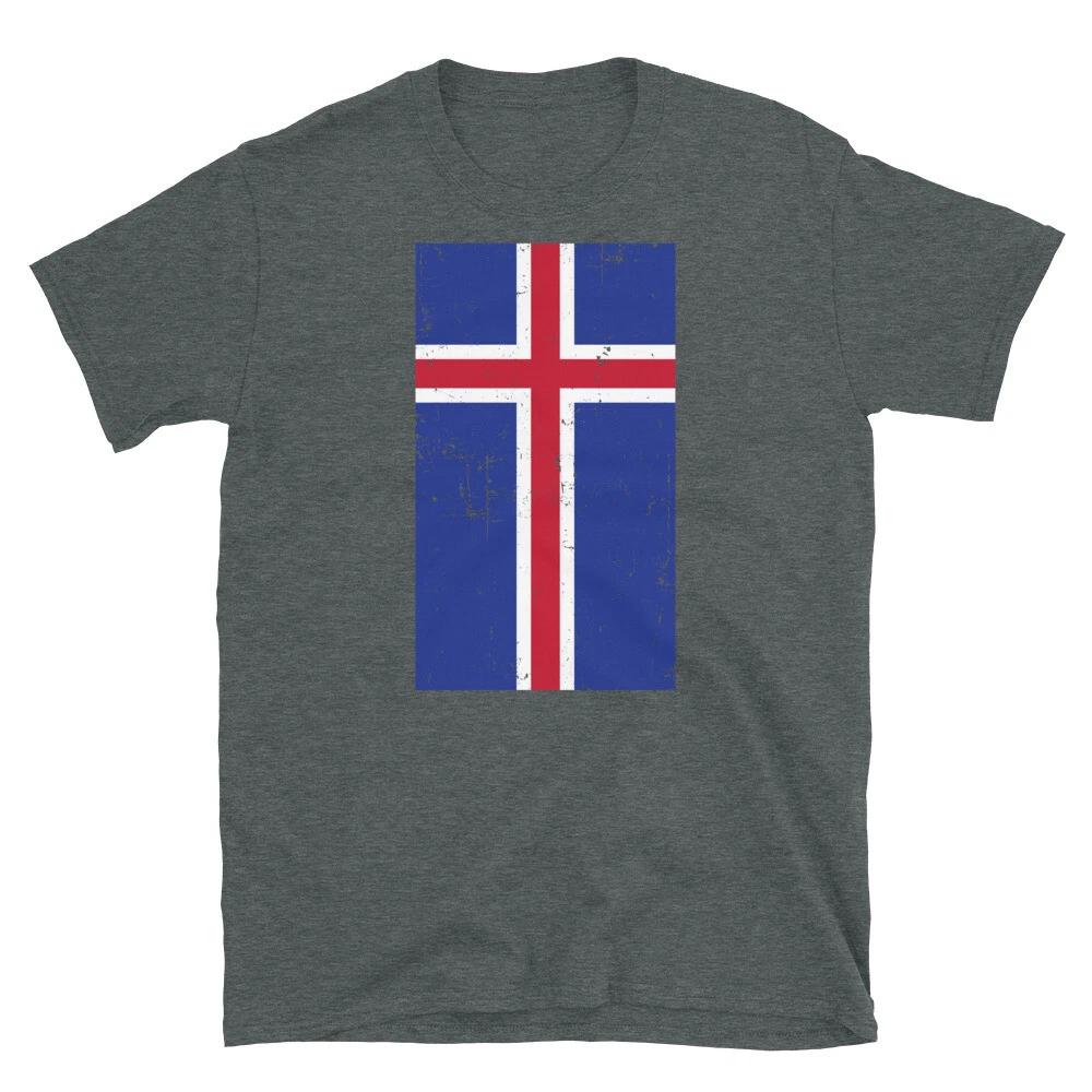 Iceland Europe Reykjavík Distressed Flag Short-Sleeve Unisex T-Shirt