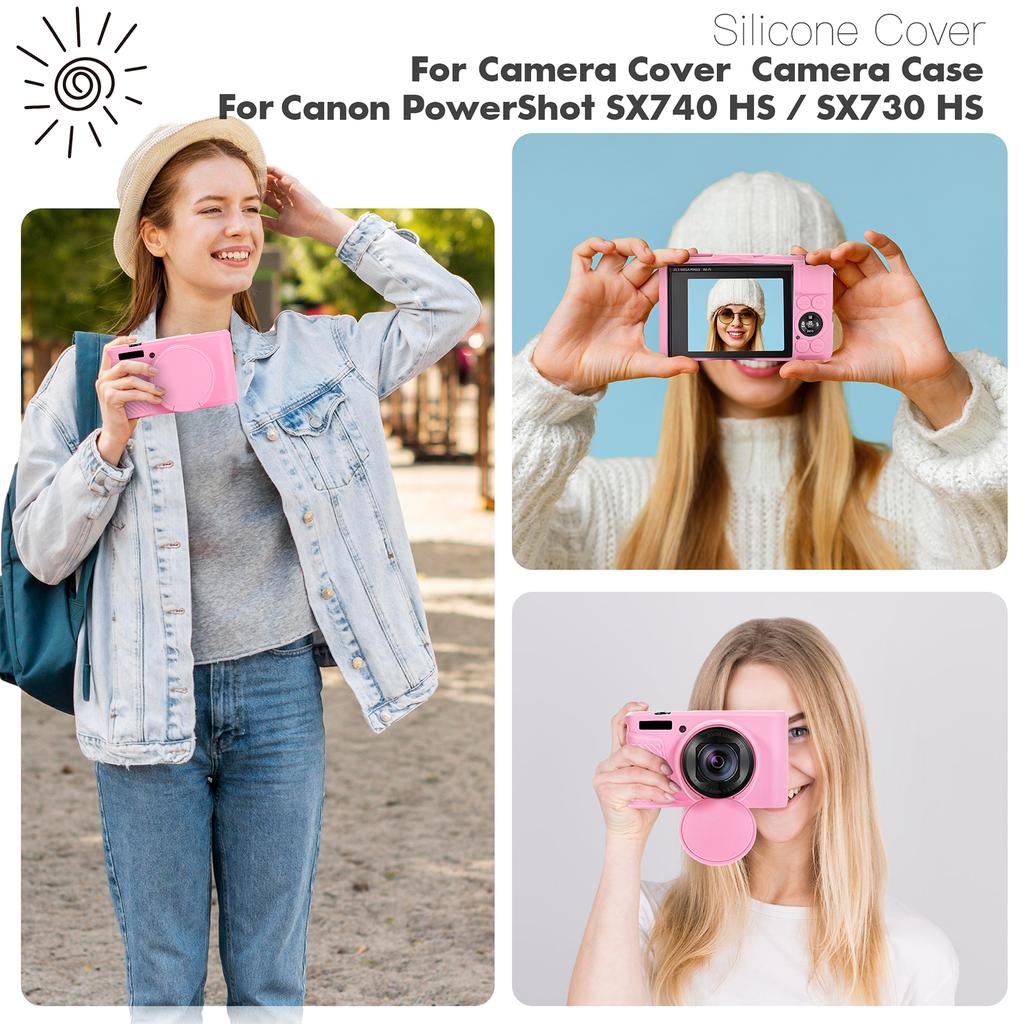 for Canon PowerShot SX740 HS/SX730 HS Rubber Camera Bag Skin with Removable LensCap Rubber Bag Cover Anti-Scratch Slim Fit