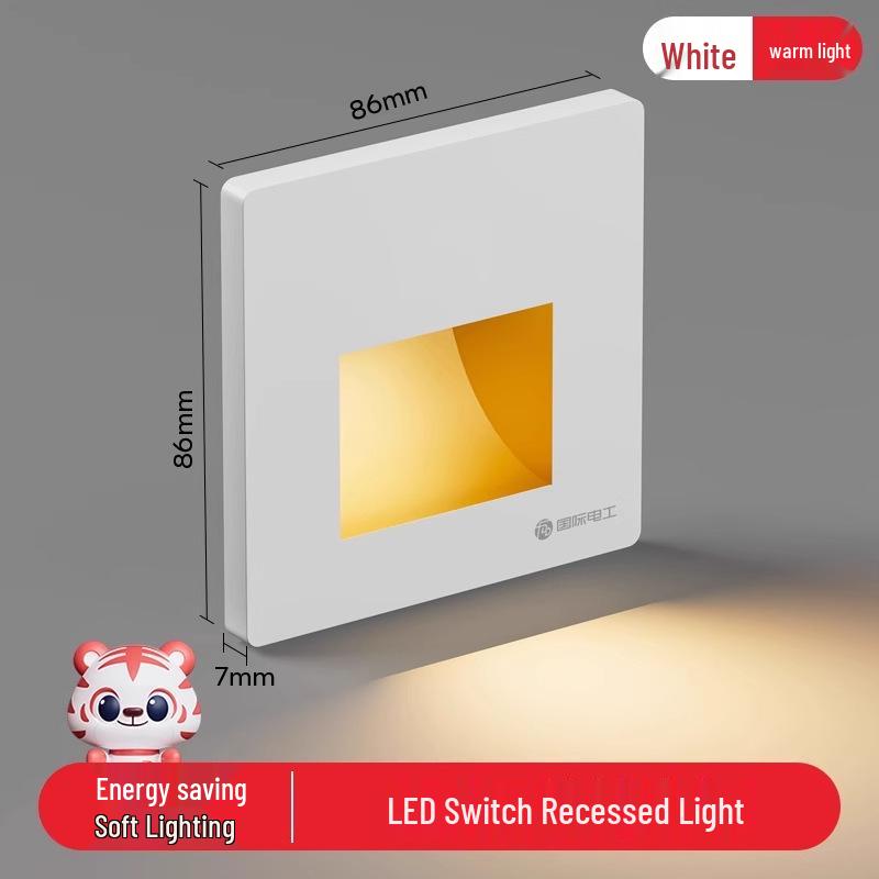 LED Night Light Socket with Motion Sensor, Recessed 86-Type for Floor, Staircase, Corridor, or Bedside.
