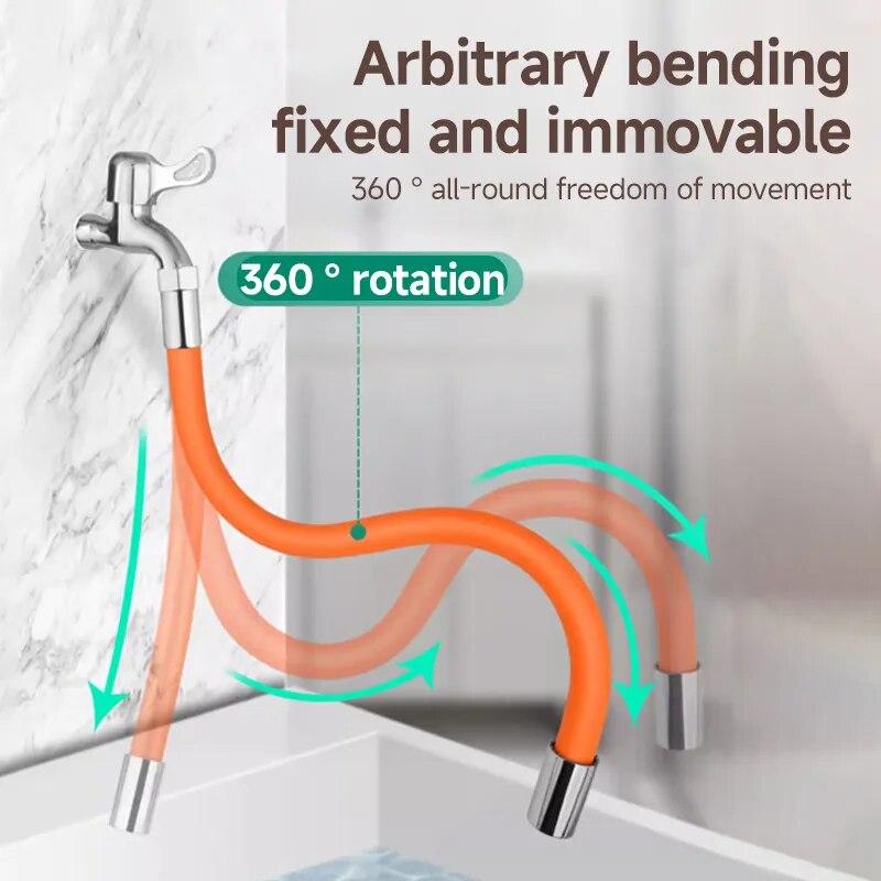 Kitchen Faucet Extension Extender Universal 360° Rotating Silicone Flexible Hose Water Tap Pipe for Bathroom Balcony Wash Basin