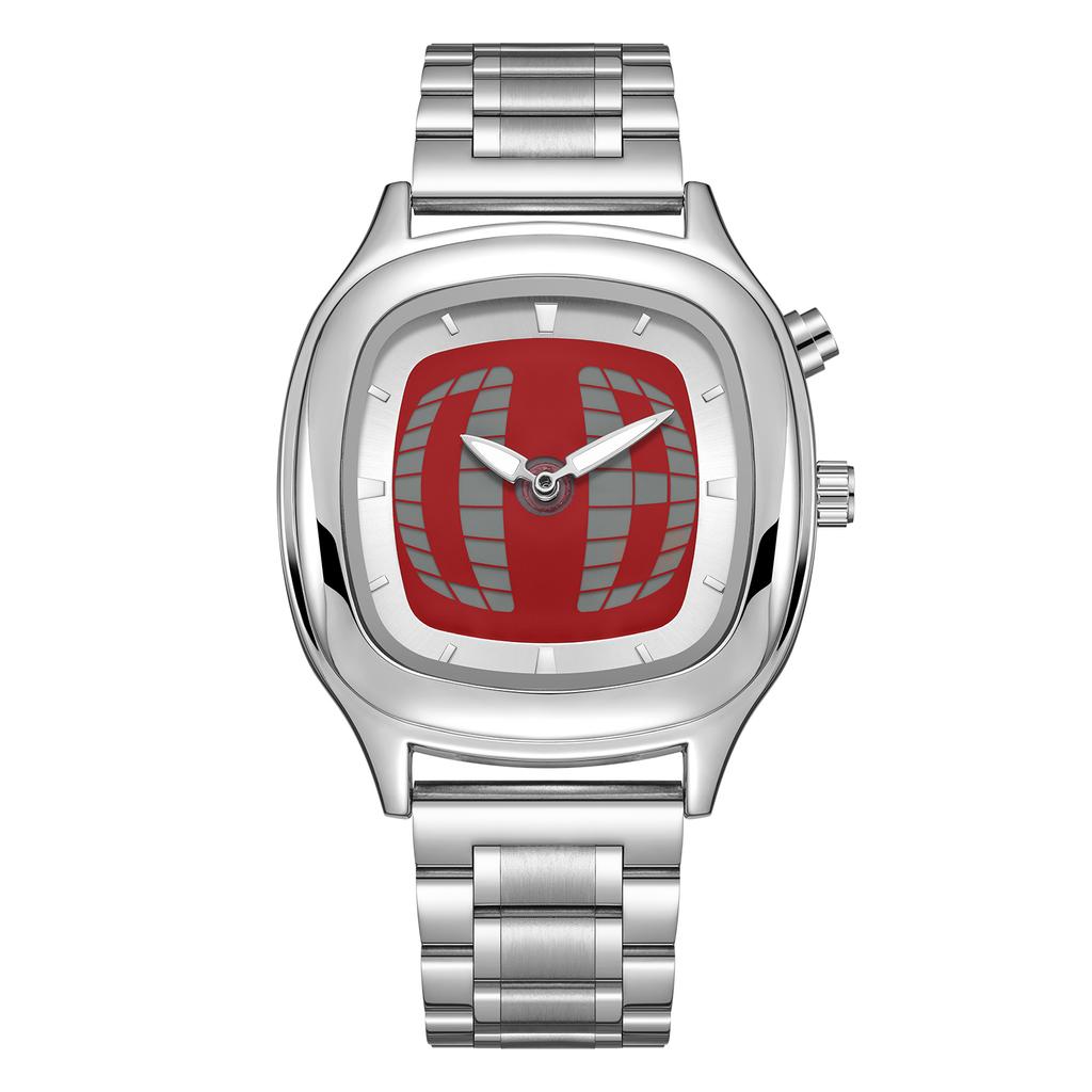 1pc Men's Quartz Watch, Dual Batteries, Cylindrical Movements, Electronic Screen, Water-resistant, Night-Light, Fashionable