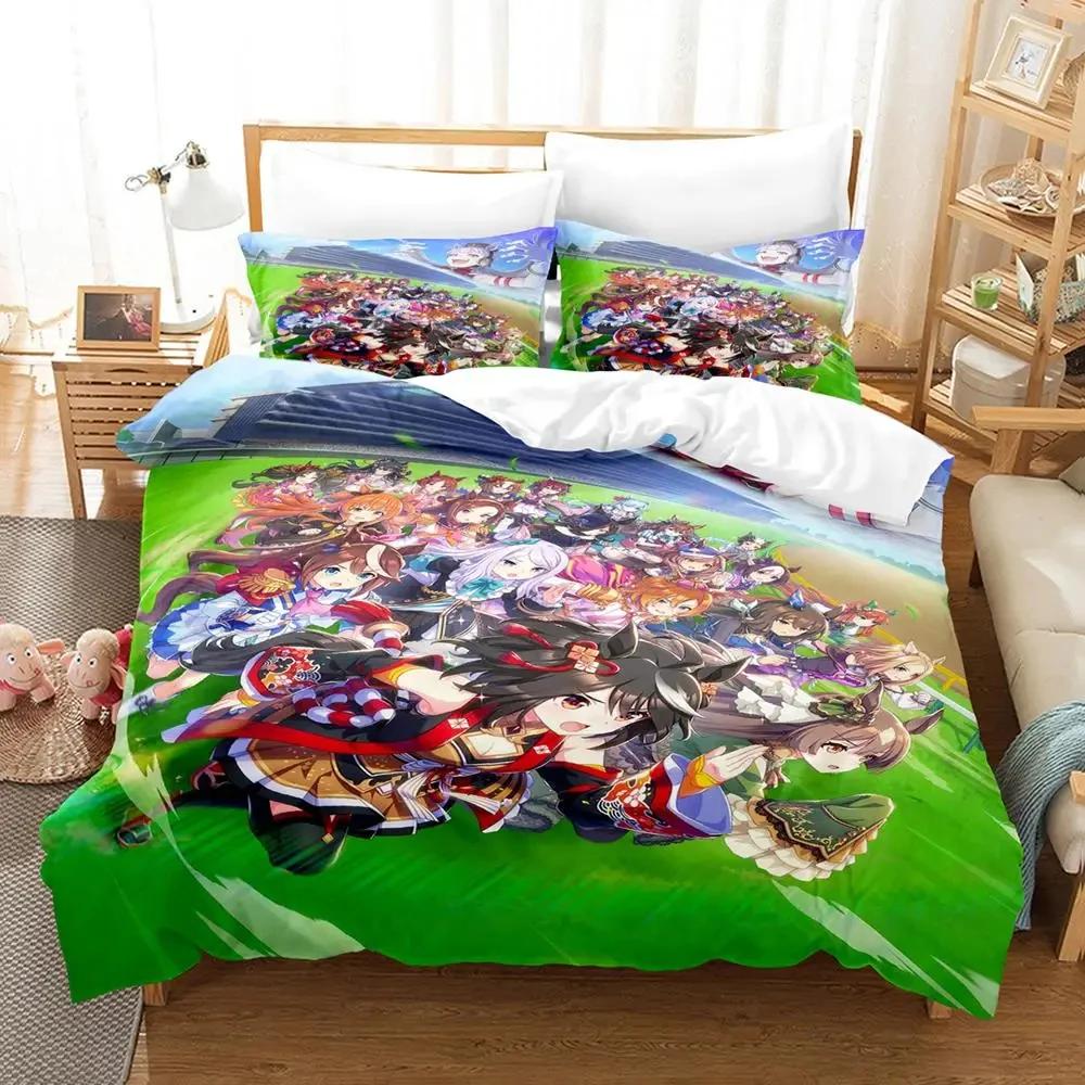 

Одеяло Аниме Uma Musume Pretty Derby Комплект постельного белья Постельный комплект Одеяло Размер King Queen Мальчики Взрослые Comforter (quilt)-EU Single(135*200cm)3pcs