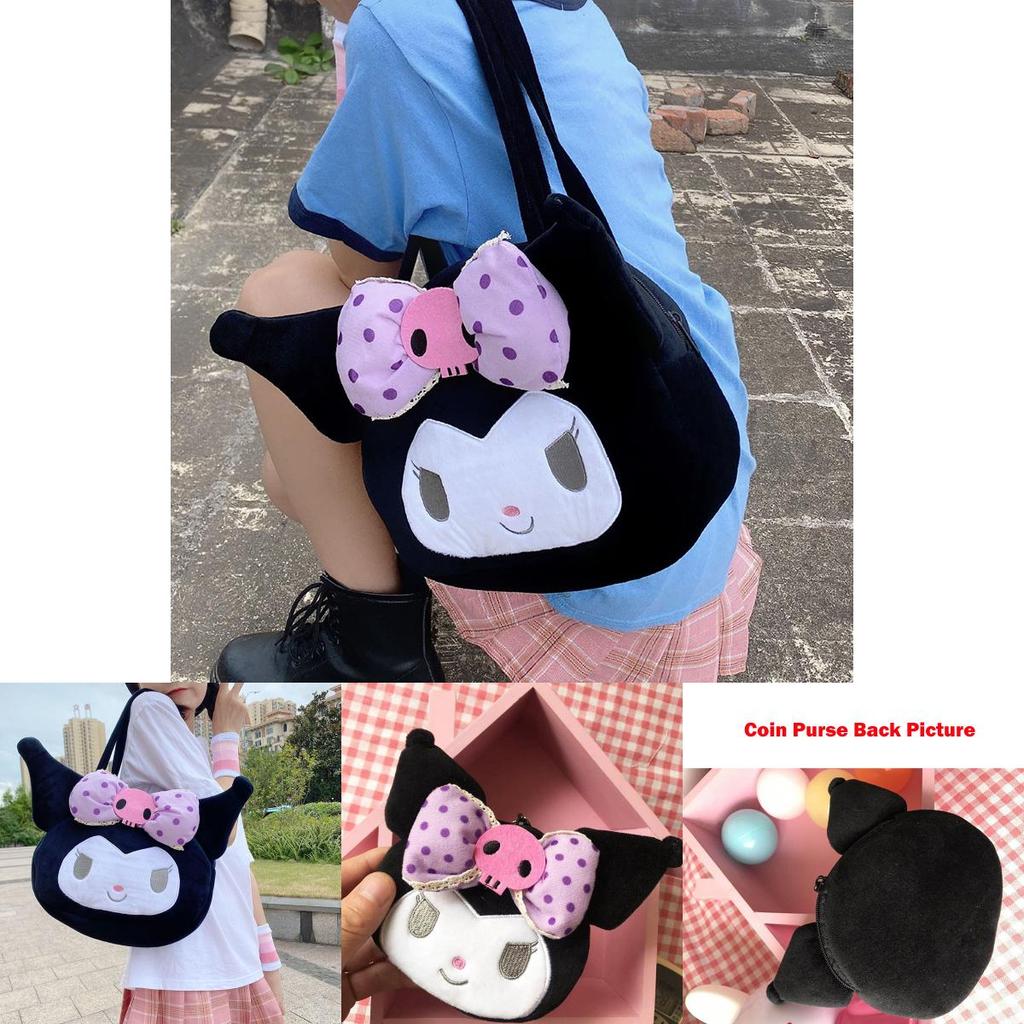 Adorable Kuromi Plush Handbag For Women And Girls Featuring Cute Kawaii Design