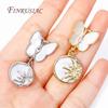 18K Gold Plated Inlay Zircon Shell Butterfly Ear Wire Earring Clasps Hooks,DIY Handmade Pearl Drop Earrings Making