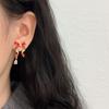 Vintage Red Bow Headband Earrings, High-End Earrings For Autumn And Winter Wedding Commuting