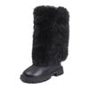 Winterliche Mädchenstiefel, hohe Stiefel, warme Prinzessinnen-Lederstiefel mit weicher Sohle, modische lange Stiefel, rutschfest, vielseitig kombinierbar