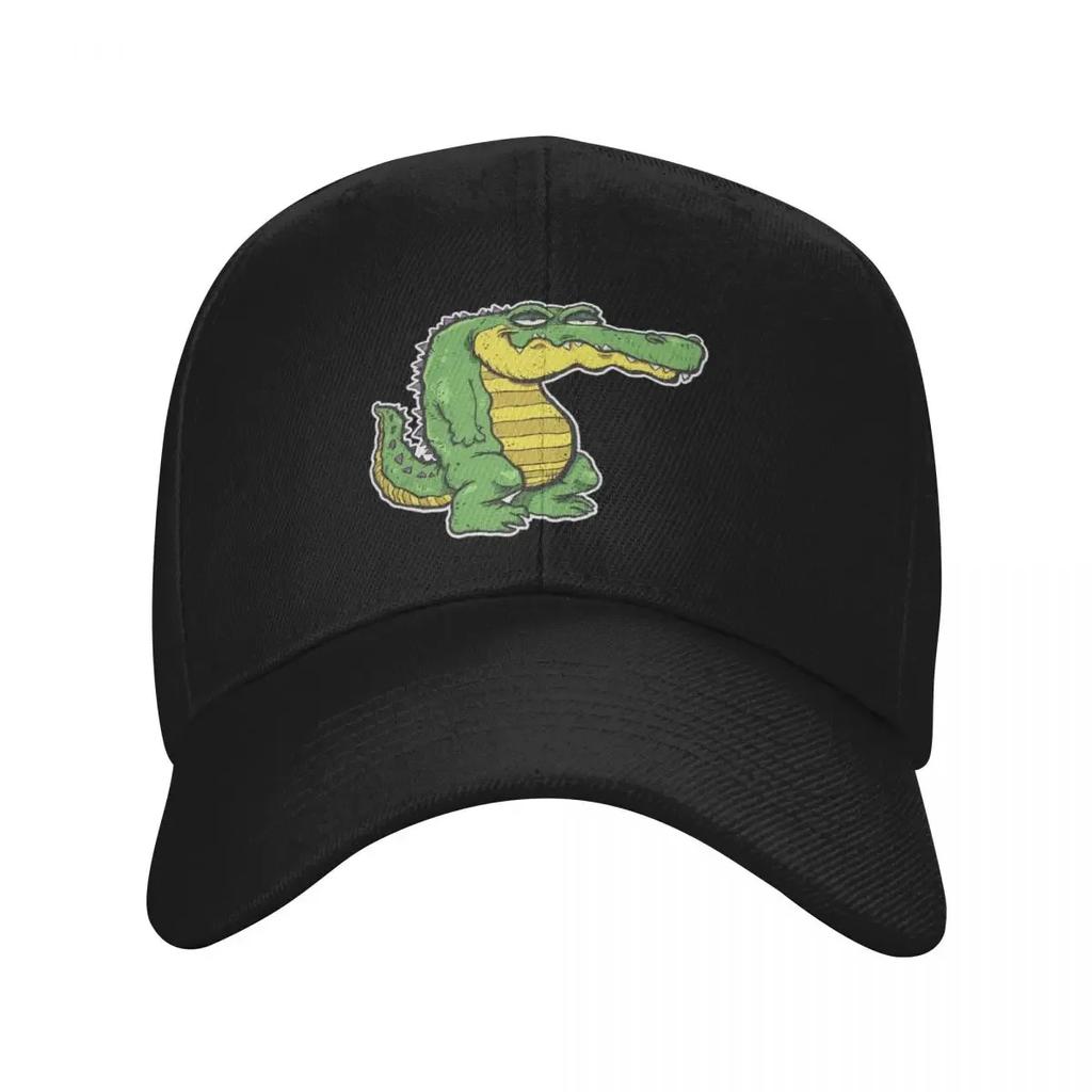 A Cartoon Style Artwork of a Lazy Alligator Baseball Cap Golf Hat Luxury Brand Fishing Hat Anime Caps Women Unisexs