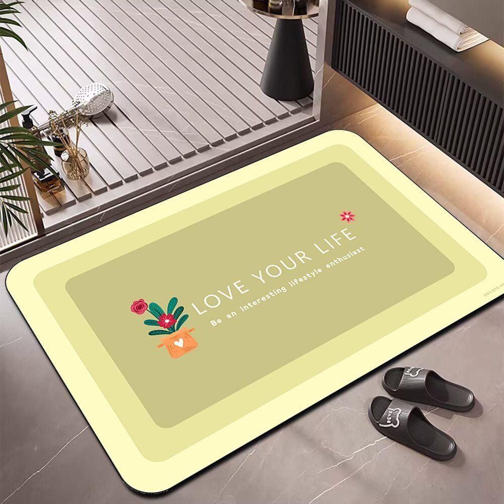 

Modern Simple Flower Diatom Mud Floor Mat, Bathroom Non-Slip And Wear-Resistant Foot Pad, Washing Table, Water-Absorbing And Easy To Take Care 40 * 60cm (diatom mud)