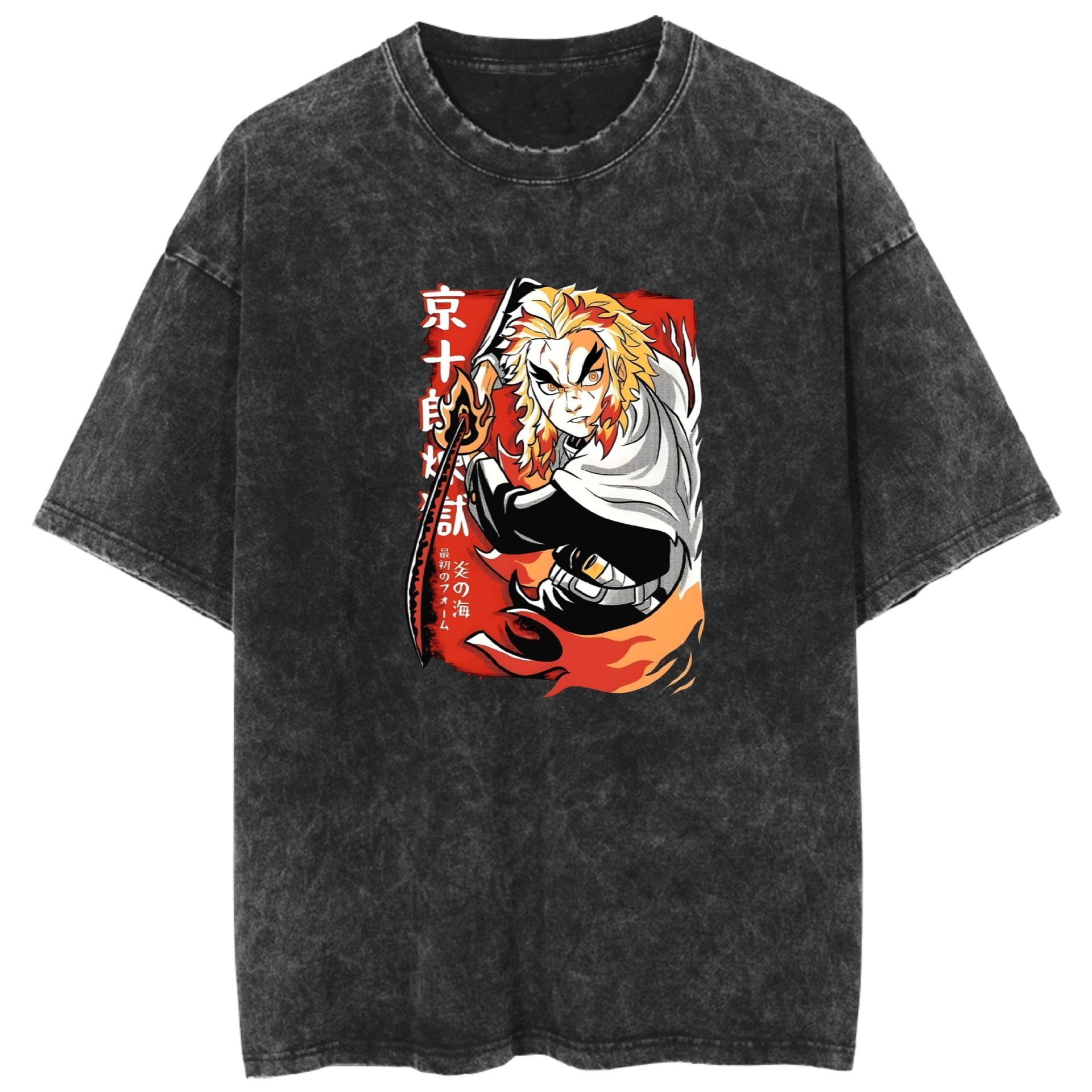 Аниме Футболка Demon Slayer Камадо Нэдзуко Графическая Выстиранная Футболка Мужская Женская Повседневная Хлопковая Футболка Харадзюку Мужская Манга Винтажная Футболка XXL