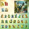 Creative Christmas Stocking Stuffers 26 Letters Cartoon Dinosaur Advent Calendar, 2D Acrylic Dino Figures Countdown Calendar with Pendants Ornaments,
