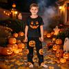 Family Matching Halloween Print Casual Set with Short Sleeve Top and Pants for Mom and Kids