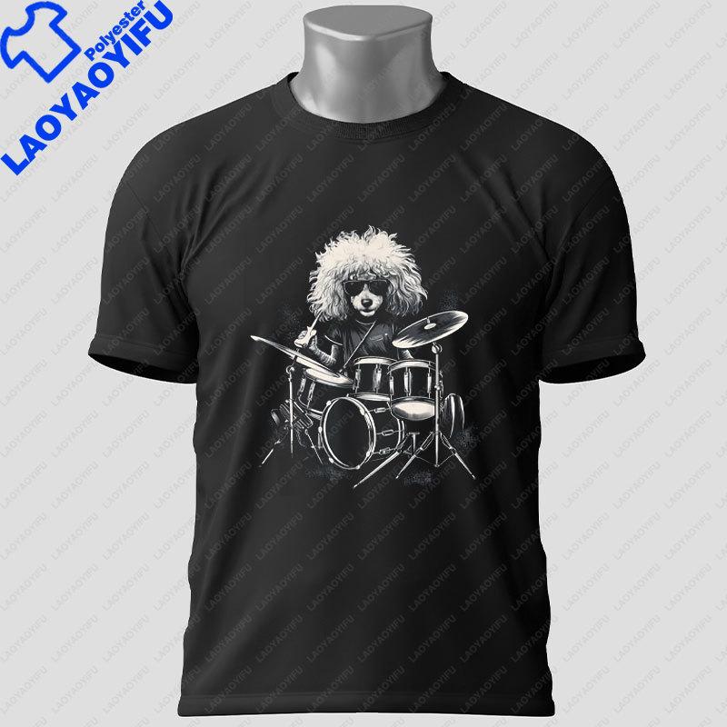 Unisex Unisex S Funny Poodle Drummer Graphic Tshirt Short Sleeve Casual Fashion Outdoor Tshirt For Drummers Music Lovers