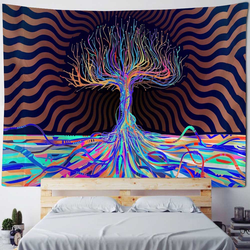Psychedelic Scene Tapestry Meditation Buddha Chakra Wall Hanging Boho Hippie Witchcraft TAPIZ Sci-Fi Skull Art Room Home Decor