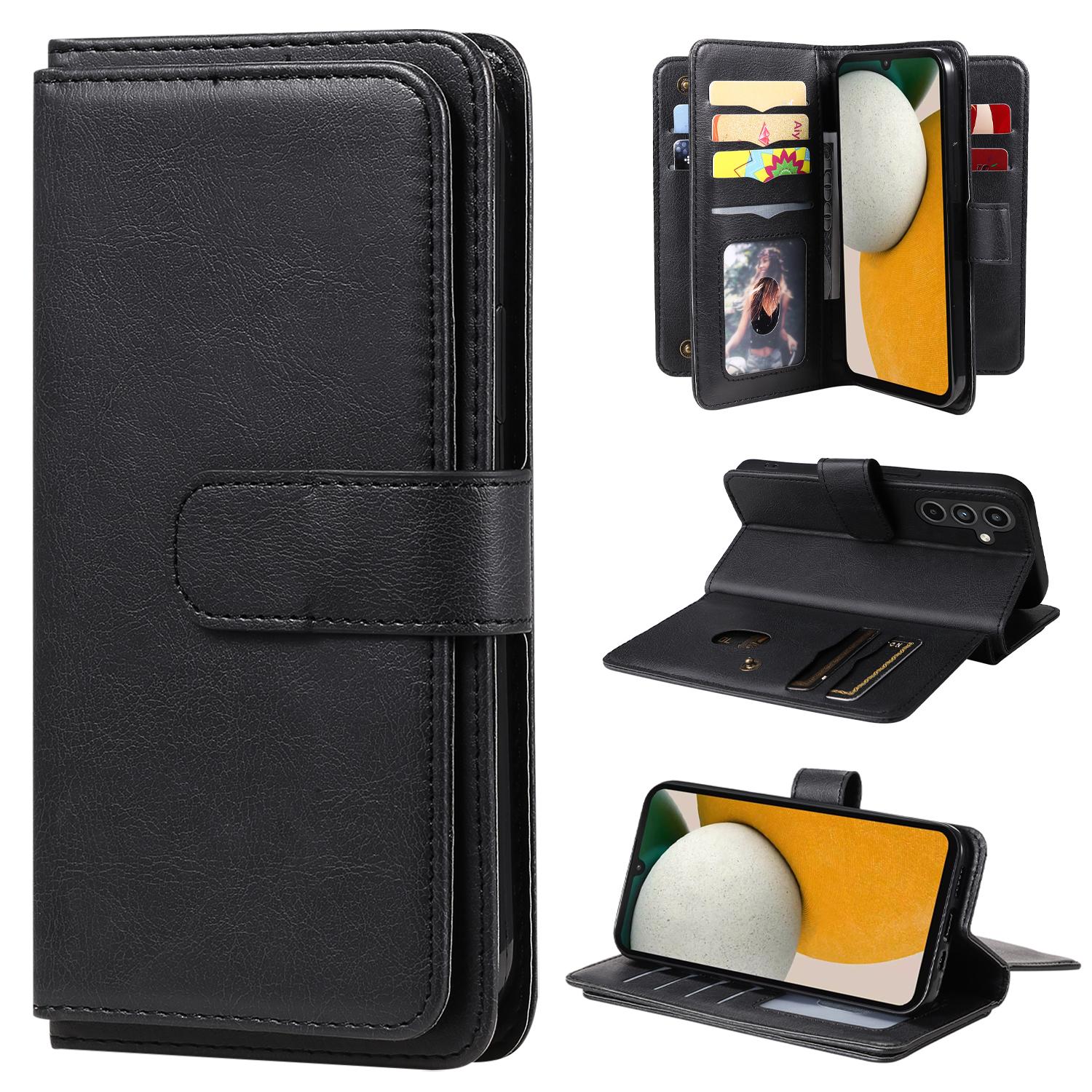 

For Samsung Galaxy A15 5G Leather Case with 10 Card Holder Phone Cover Stand Black