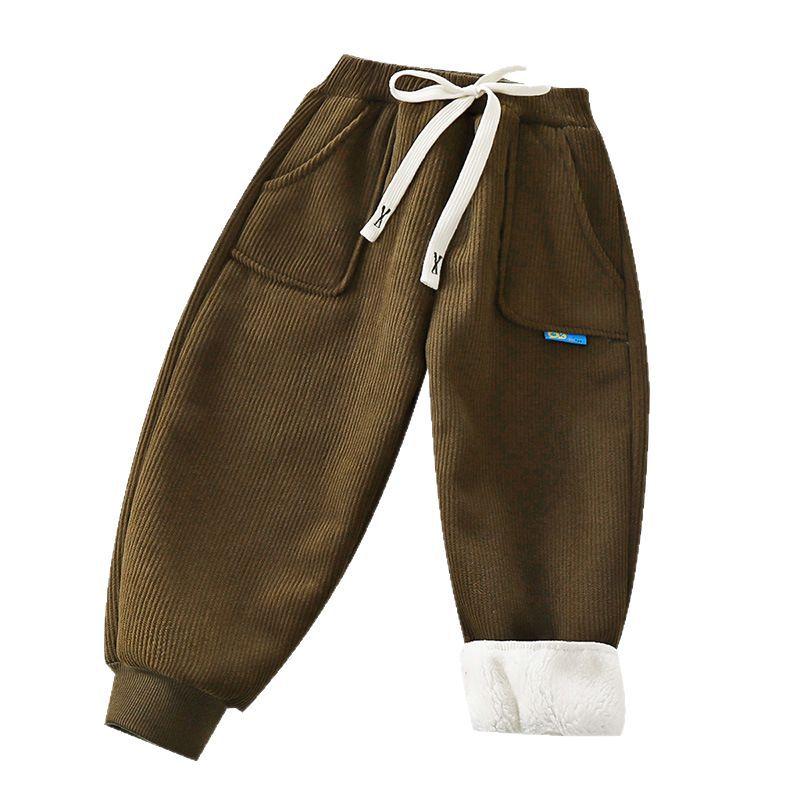 New Boys 2-12Y Winter Thick Sweatpants For Girls Casual Pants Boy Student Loose Sports Pants Baby Pockets Kids Trousers