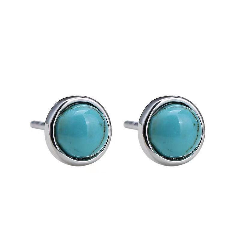Small Design Earrings, Female Turquoise Ear Hole, Simple, Retro Art Style Earrings Gift