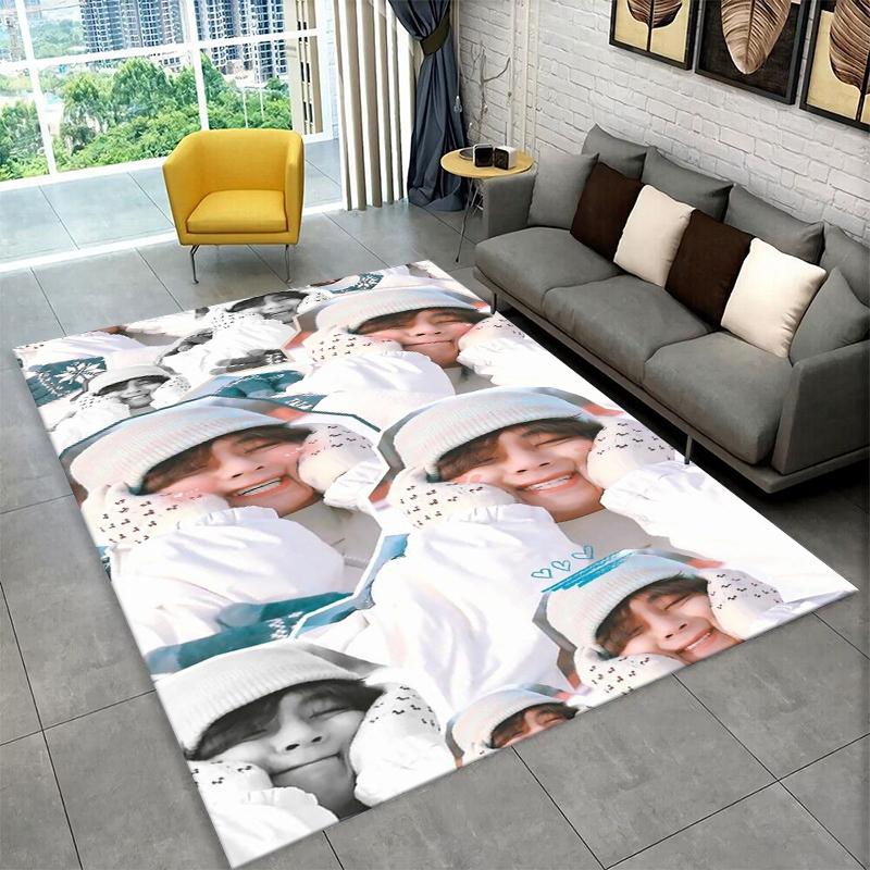 Tappeto Kpop B-BTS Kim Tae Hyung V per Stanza dei Giochi Camera da Letto Soggiorno Divano Arredamento per la Casa, Tappeto per Area Bambini Tappetino Antiscivolo Regalo