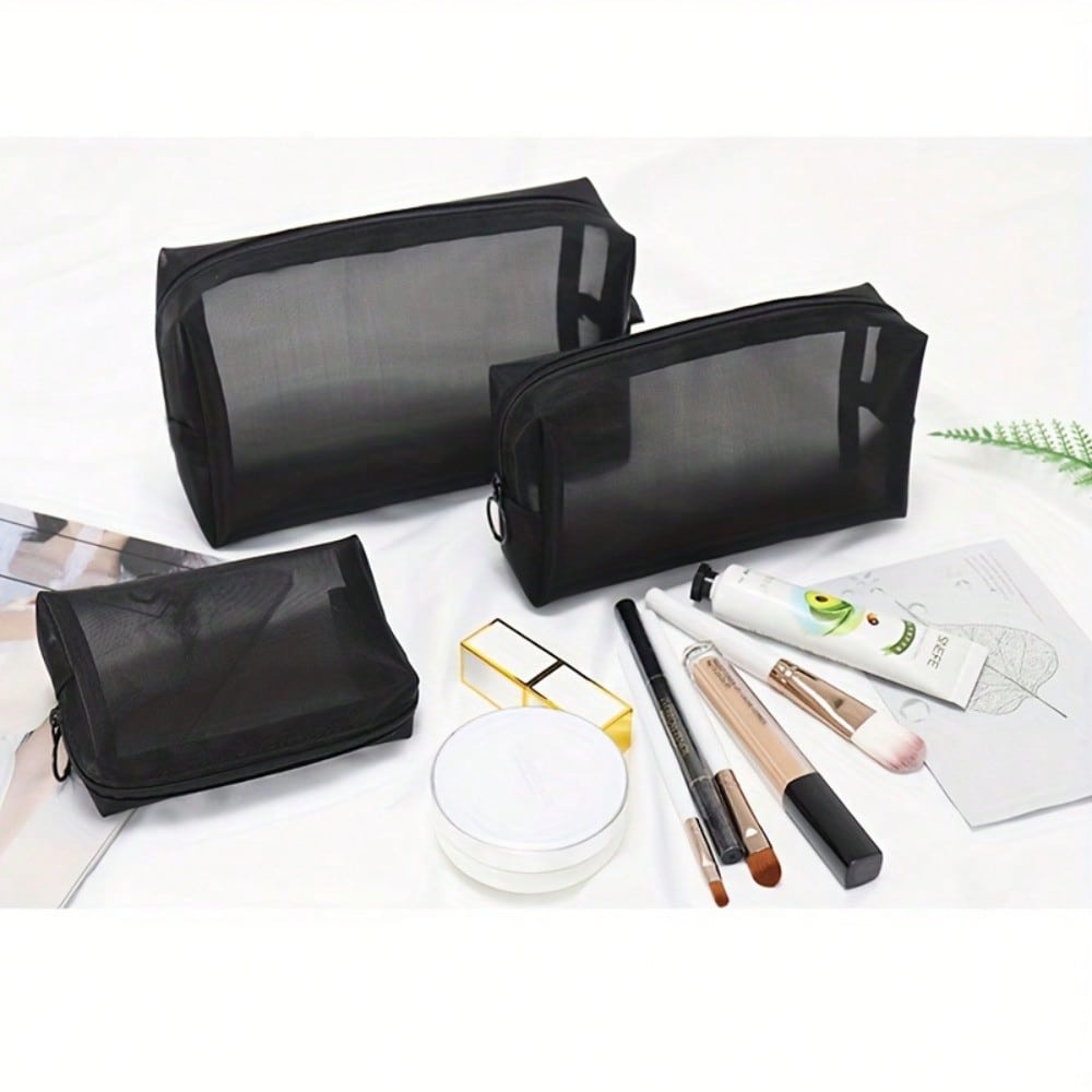 1 Piece Thick Mesh Large Capacity Makeup Bag, Personal Item Storage Small Pocket, Portable And Easy Makeup Storage Bag