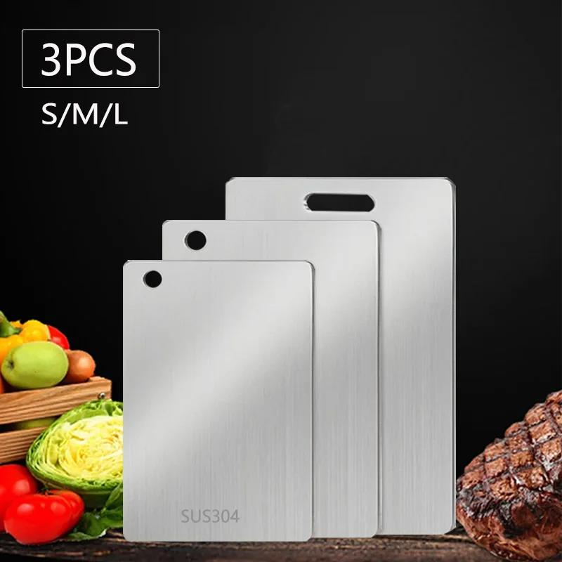 WXCOO Kitchen Cutting Board Food Grade Chopping Cutting Boards Thickened Stainless Steel Boards for Cut Vegetables Fruit Meat