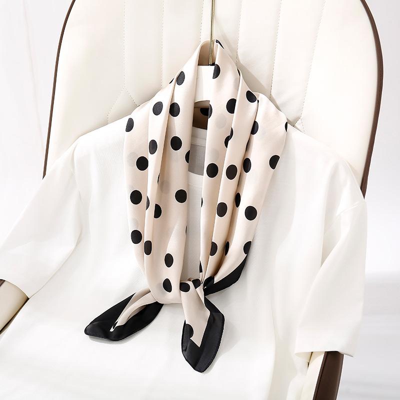 Fashionable Silk-Like Square Scarf Lightweight Stylish Versatile For Women Spring Autumn Casual Wear Neutral Colors Multi-Purpose Accessory