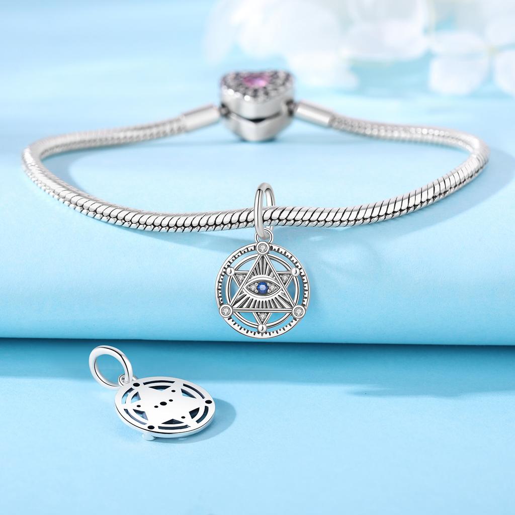 Copper Compass Hanging Bead Charm Asterism Eyes Pendant Charms Fit Original Women'S Bracelet Necklace Diy Jewelry