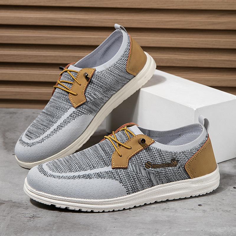 

Весенние новые туфли для мужчин, повседневная обувь из парусины, дышащие туфли для скейтбординга на плоской подошве, легкие мокасины без застежек 47 серый