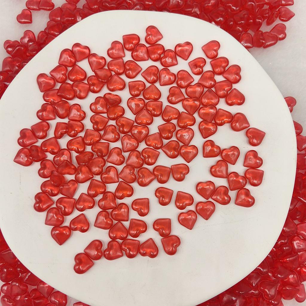 10mm Smooth Acrylic Red Hearts Valentine's Day Wedding Decoration DIY Accessories