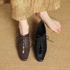 Fashion NEW Spring/Autumn Women Loafers Square Toe Low Heel Shoes Genuine Leather Shoes for Women Lace-up Women Pumps Handmade Shoes