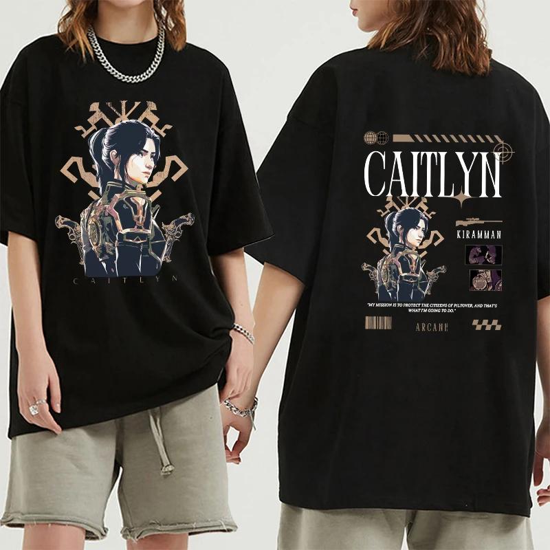 Arcane T-Shirt Caitlyn Kiram Unisex T-Shirts Rundhals Unisex Reine Baumwolle Mode Fans Kurzarmshirts Geschenk Vintage Streetwear Oberteile