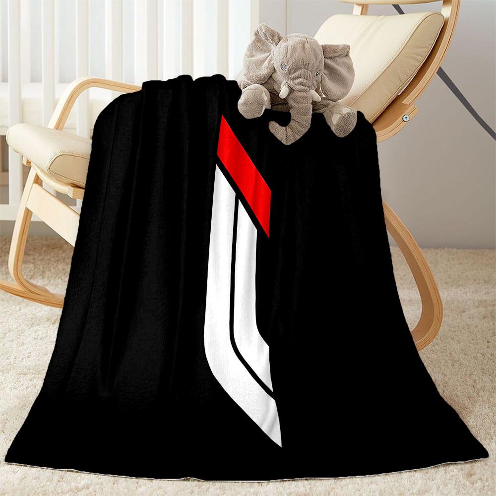 Bold Red And White Logo Design Flannel Blanket-Soft and Suitable for Sofas,Beds,Offices,Travel,All Seasons,Great Gift for Holidays and Birthdays.