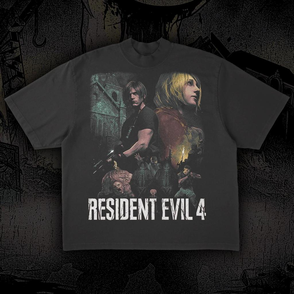 90s Style Shirt Loose Casual Streetwear Classic Horror Game Resident Evil Themed Tshirt Cotton Print Graphic T Shirts Unisex